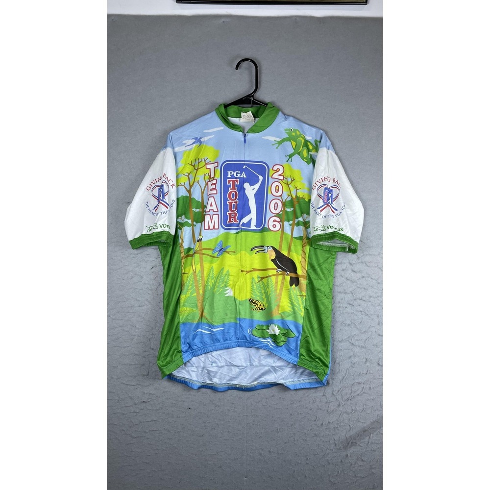 VOmax Cycling Jersey Mens Large Multicolor PGA TOUR MS 150 Bike Tour‎ 1/4 Zip